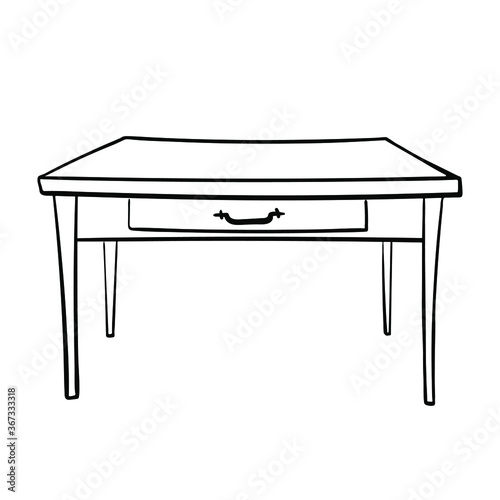 Vintage table/ Vintage furniture/ Interior design elements/ Hand drawn sketch illustration isolated on white background