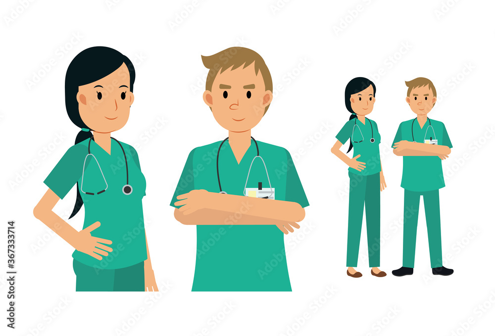 Team of doctor. Male and female doctor. Team of doctor. Male and female doctor.