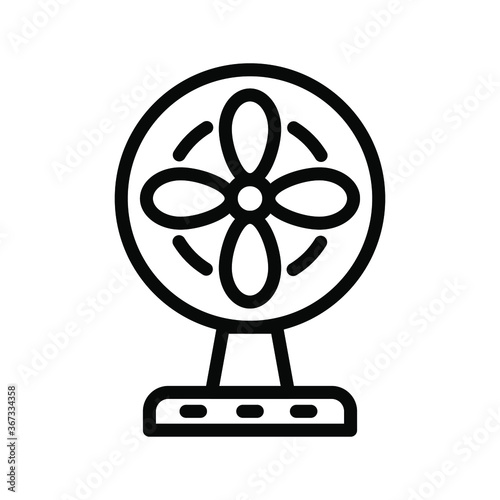 Fan outline icon isolated on white background, Table fan line icon, Table fan vector illustration for logo, ui, web, apps, banner, poster, brochure, infographic, etc.