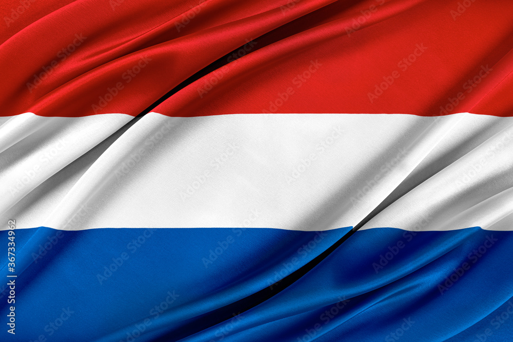 Colorful Netherlands flag waving in the wind. 3D illustration. Colorful Netherlands flag waving in the wind. 3D illustration.