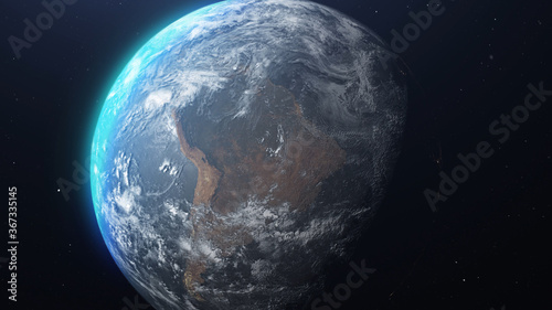 Fototapeta Naklejka Na Ścianę i Meble -  3D rendering- South America, Earth Space view
Map ,Outer Space Travel Concept 3D 
, South America

