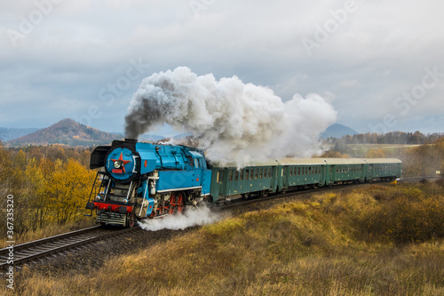  Czech steam locomotive on a nostalgic train