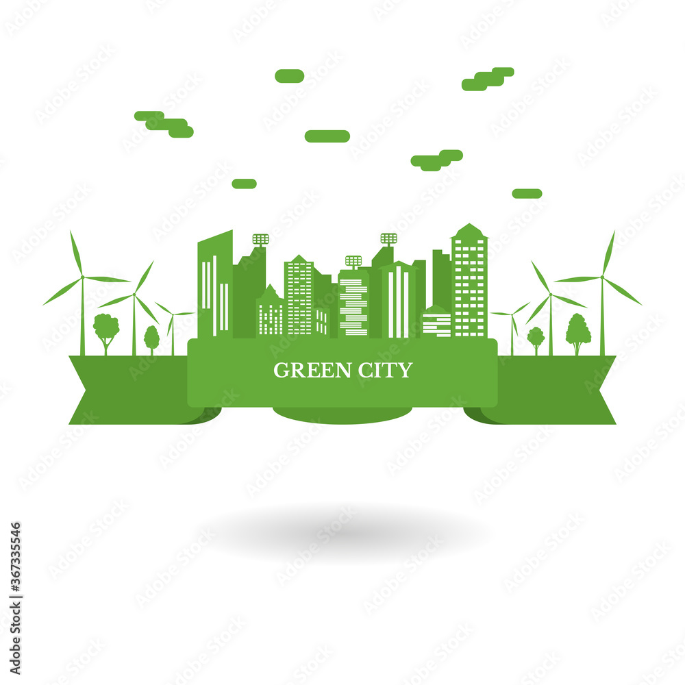 Ecological city and environment conservation. Green city concept.