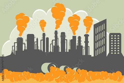 Industrial production with harmful emissions into the environment. Wastewater pollution with toxic waste.