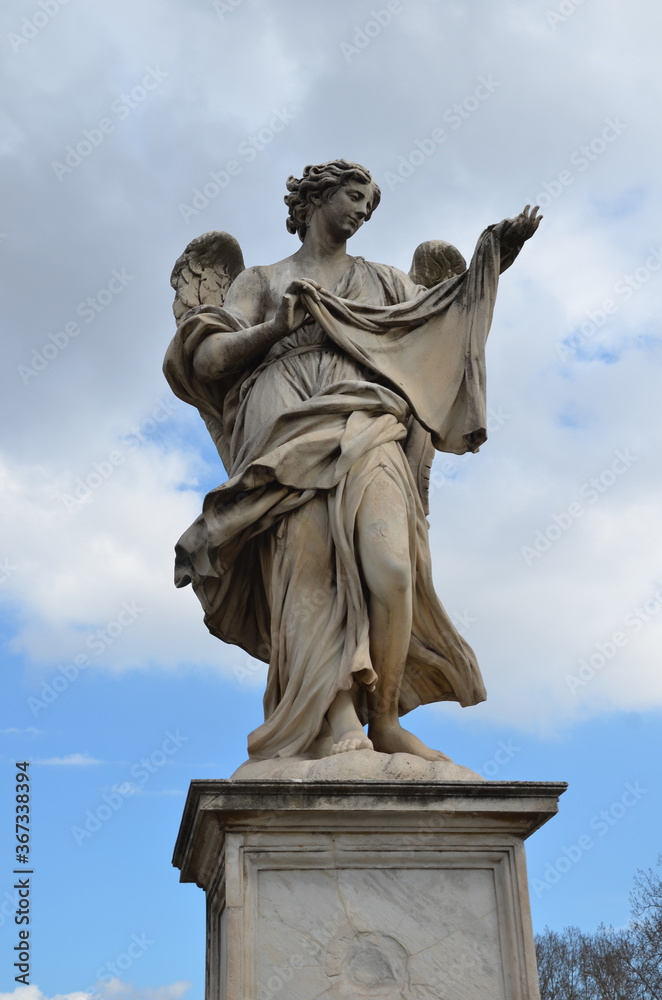Sculptures on Sant'Angelo Bridge, the Bridge of Angels in Rome, Italy