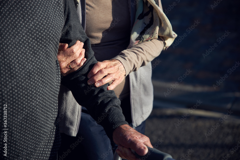 Active senior couple on outdoor walk Active senior couple on outdoor walk
