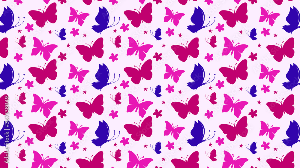 Butterfly Seamless Vector Pattern Design 