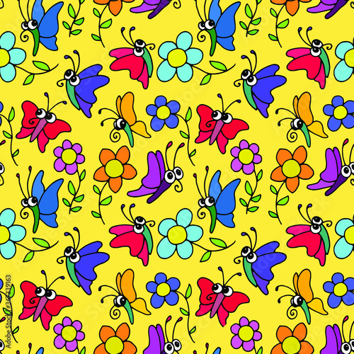 seamless pattern with colorful flowers