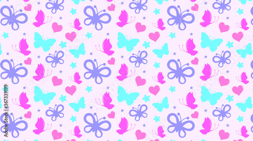 Butterfly Seamless Vector Pattern Design 