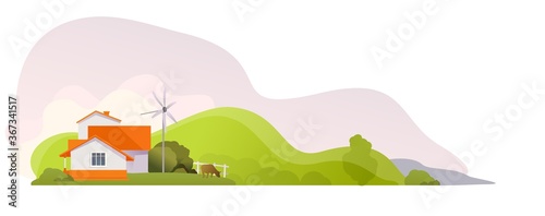 Country house rural landscape banner