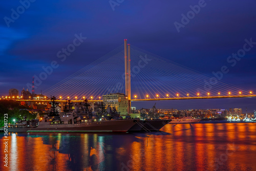 Vladivostok  Russia. Urban landscape with views of the Golden bridge