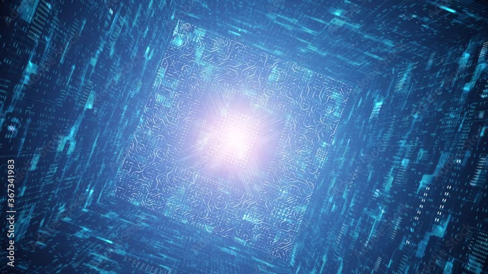Inside A Quantum Computer. Transfer Of Information, Cloud Computing And Big Data Concept
