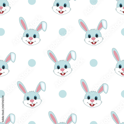 Cute rabbit seamless pattern vector on isolated white background.