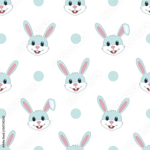 Cute rabbit seamless pattern vector on isolated white background. © Vedat Yzl