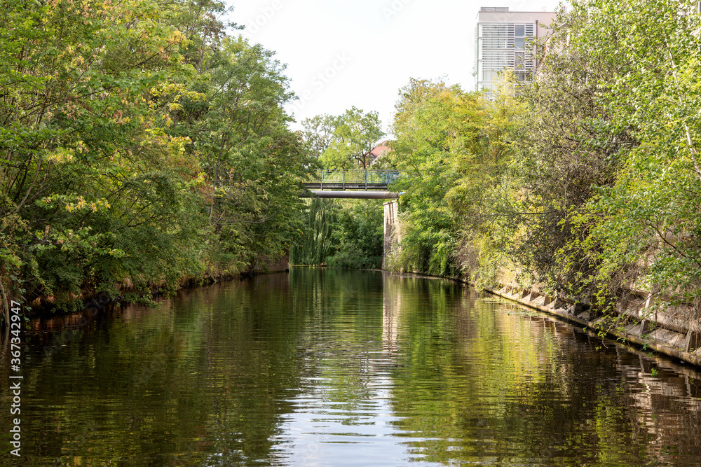 Fototapeta premium Karl Heine Canal in Leipzig. Saxony. Germany. This is a wonderful place for water sports
