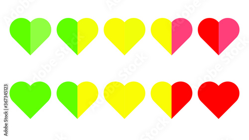 Different hearts status health infarct . Vector illustration