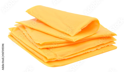 processed sliced cheese isolated on white