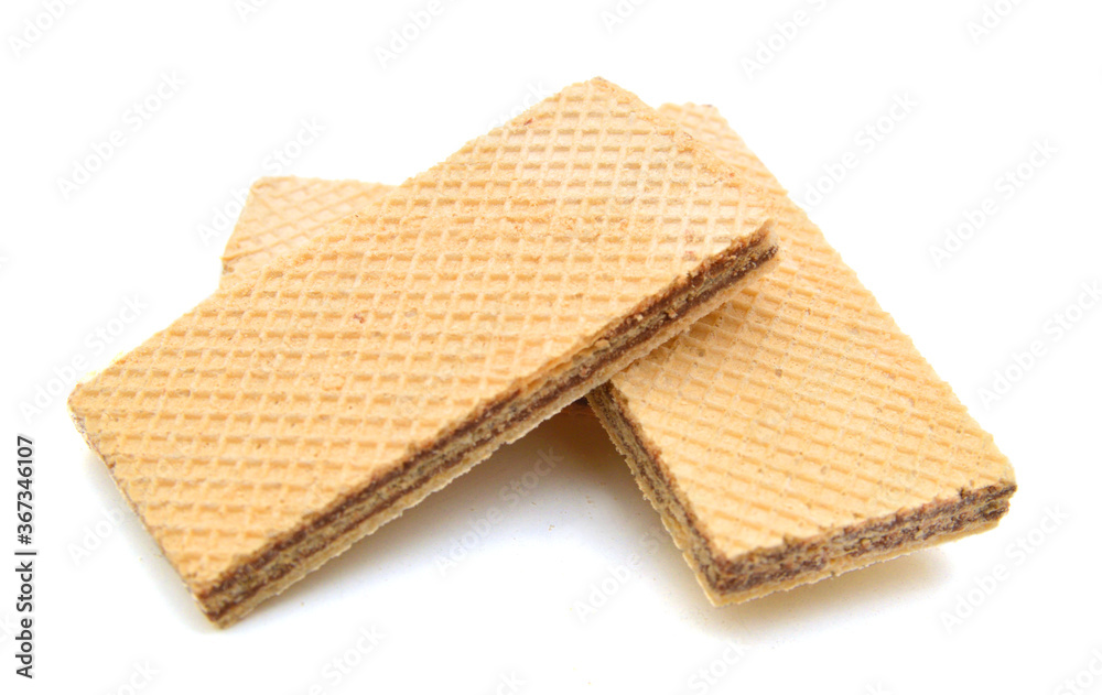 Wafers with chocolate on a white background Wafers with chocolate on a white background