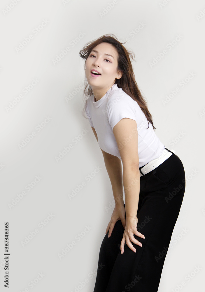 portrait smart asian woman on white isolated background portrait smart asian woman on white isolated background