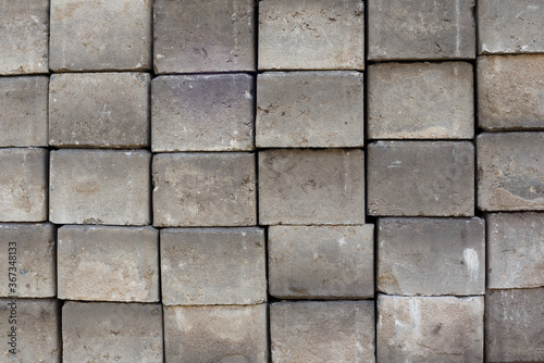 Background of concrete bricks for pavement laying.