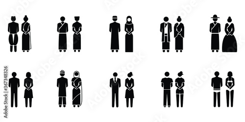 Set of man and woman icon isolated on white background, toilet sign.