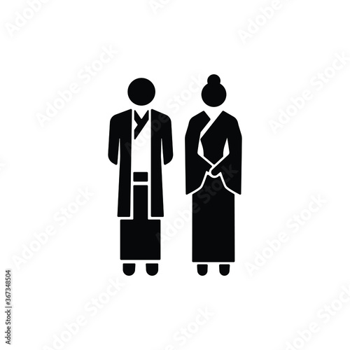 Japan style man and woman icon isolated on white background, toilet sign.