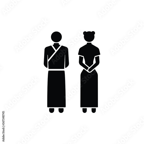 China style man and woman icon isolated on white background, toilet sign.