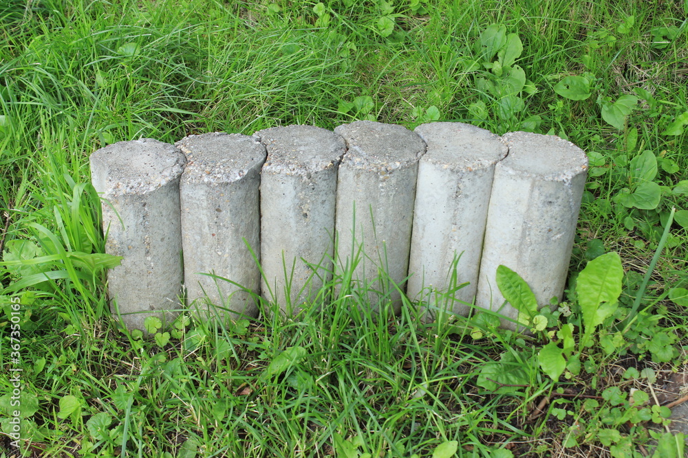 Small round concrete pillars. Russia. Small round concrete pillars. Russia.