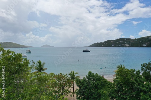 Yacht on Magens Bay Beach St.Thomas, US Virgin Islands Landscape View photo