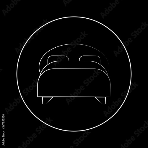 Bed icon isolated on background. Bedroom interior. House furniture. Vector flat design 