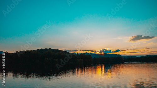 Landscape at dusk of West Lake in Hangzhou, China