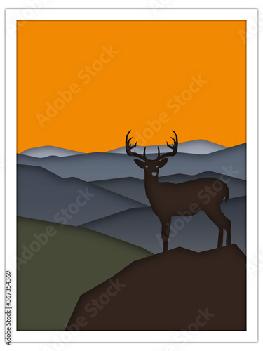 deer + mountains | postcard template