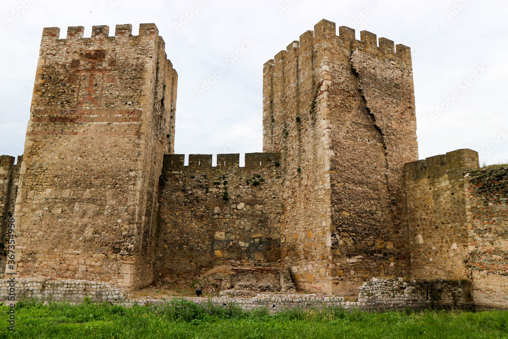 Towers of the citadel (inner town) of old medieval Smederevo fortress in Serbia