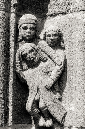 statues in the parish enclosure of Ploudiry, in Brittany