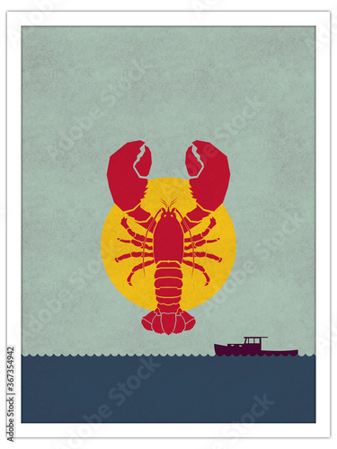 lobster scene | postcard template