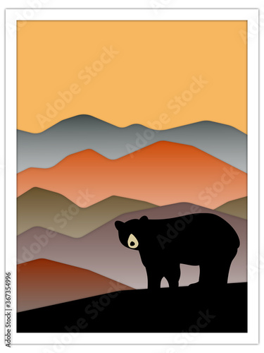 black bear + mountains | postcard template