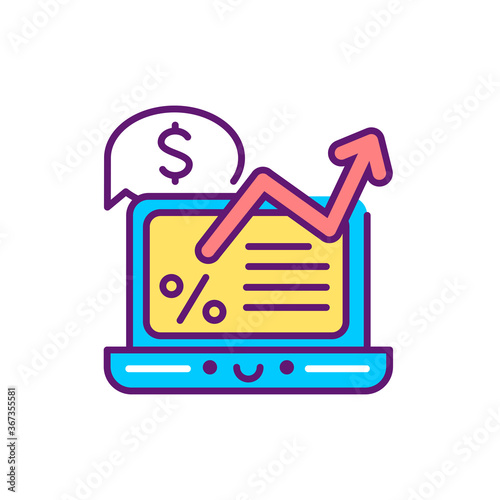 Financial report line color icon. Event management. Sign for web page, mobile app, button, logo. Vector isolated element. Editable stroke