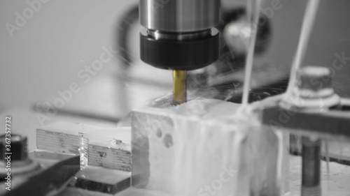 Milling machine in operation high-tech machine lathe metal processing