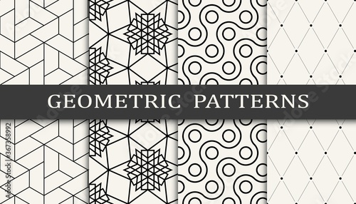 Set of geometric seamless patterns. Abstract geometric graphic design simple pattern. Seamless geometric lines pattern.