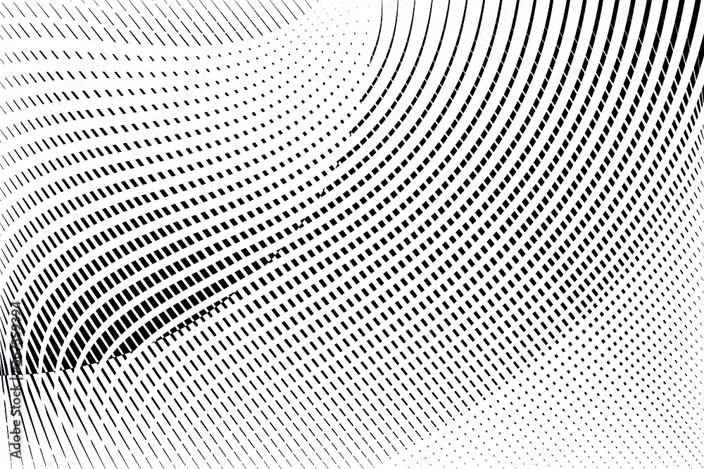 Abstract halftone dots and lines background, geometric dynamic pattern, vector modern design texture for card, cover, poster, decoration.