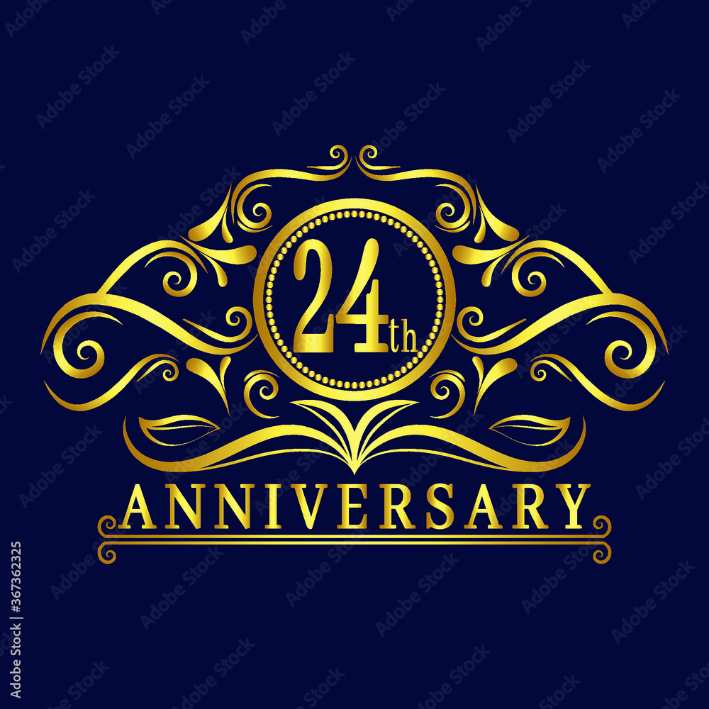 24 years Anniversary logo, luxurious 24th Anniversary design celebration. 24 years Anniversary logo, luxurious 24th Anniversary design celebration.