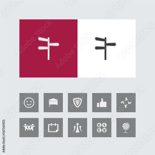 Creative Blank Road Sign Icon with Bonus Icons.