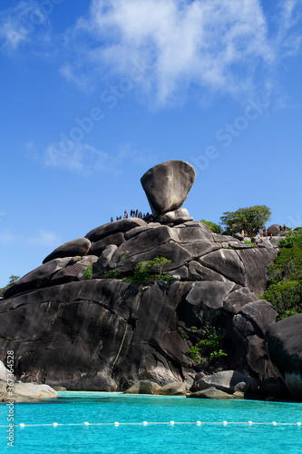 Similain island. Rocky ocean shore in tropical Asia