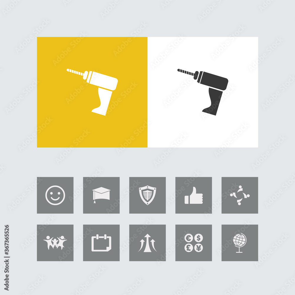 Creative Drill Machine Icon with Bonus Icons. Creative Drill Machine Icon with Bonus Icons.