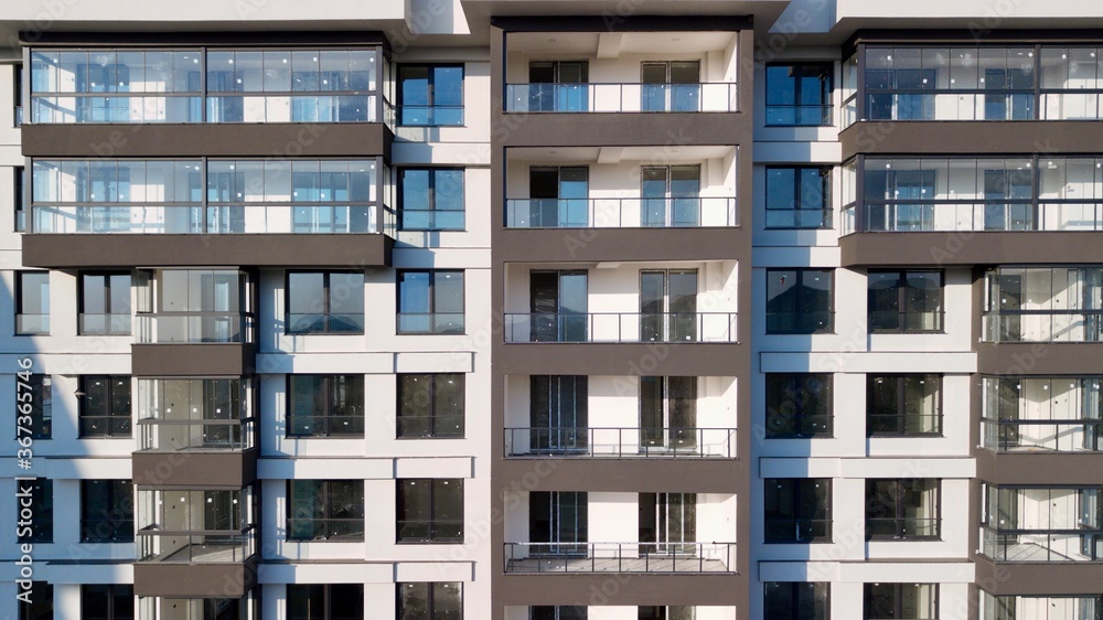 Aerial view of multi-storey apartment building. the flats are completed and ready for sale. Aerial view of multi-storey apartment building. the flats are completed and ready for sale.