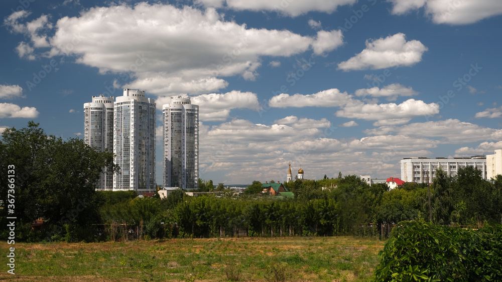 Samara, Russia, July 24, 2020, view of the city from the botanical garden