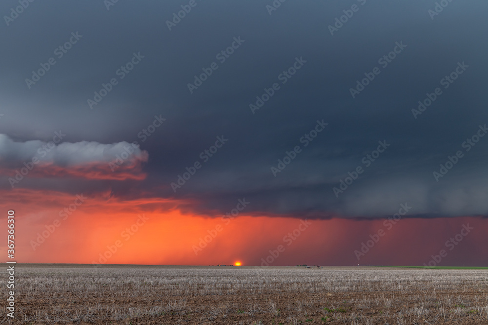 Stormy sunset in Great Plains