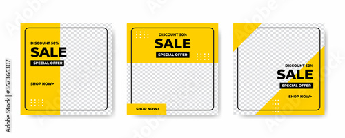 Modern promotion square web banner sale and discount for social media mobile apps