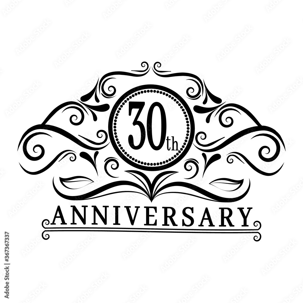 30 years Anniversary logo, luxurious 30th Anniversary design celebration.