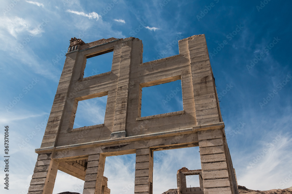 Ruins of The Bank in Rhyolite Ghost Town,Death Valley National Park,Nevada,USA